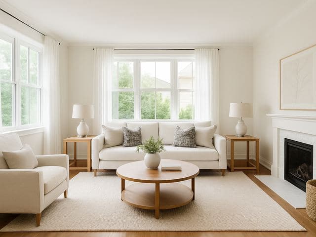 Bright professionally photographed living room listing photo